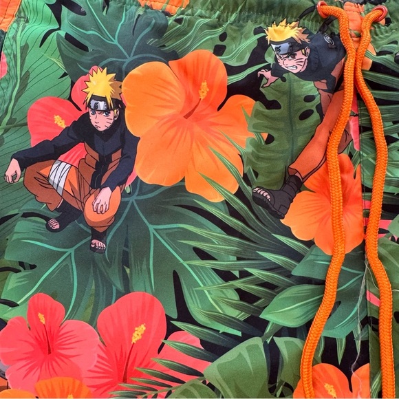 Naruto Swim Trunks Shorts 7" Elastic Waist Size Large Orange Green NWT A… - Picture 5 of 6
